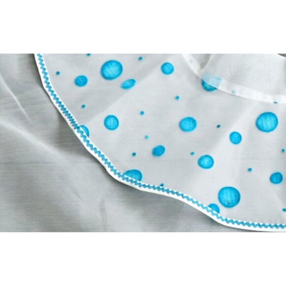 Vintage Apron Christmas Chiffon White With Blue Polka Dots Half Apron 1950s - Picture 3 of 4